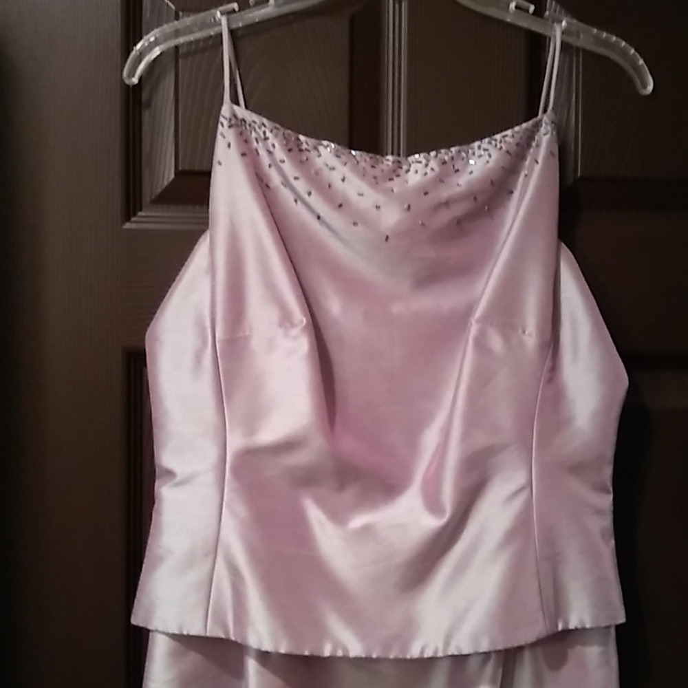 Silver Backless Spaghetti Strap Prom dress special occasion, iridescent, 10-12 N